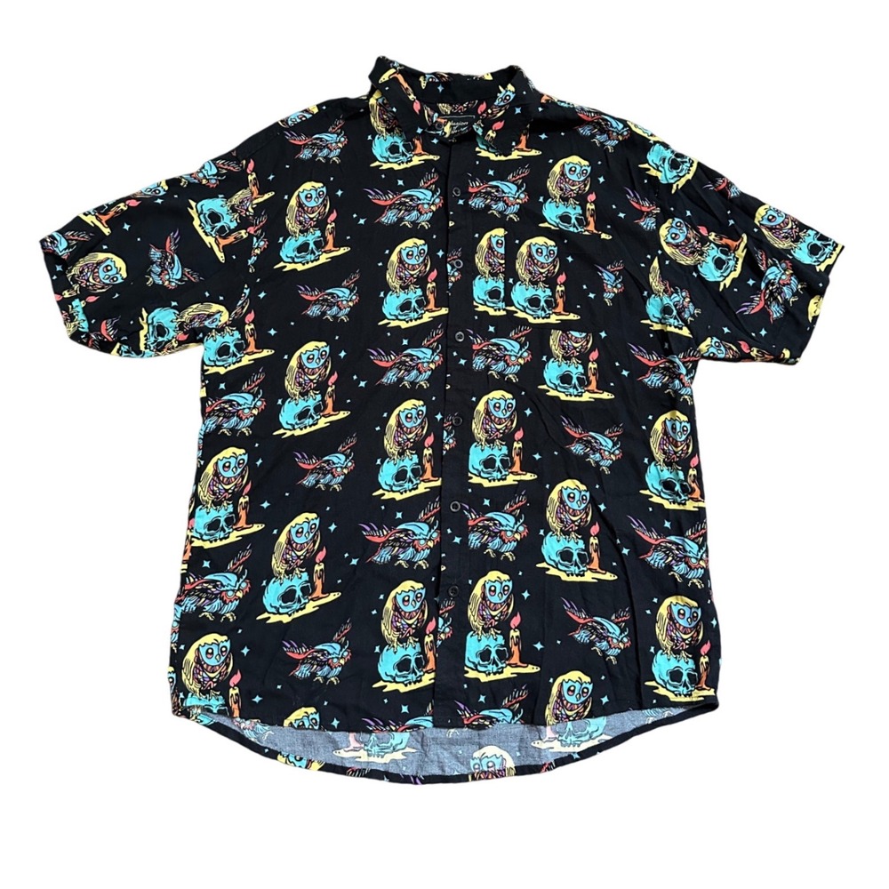 Delusions of Grandeur Men's Short Sleeve Button Down Shirt Size Large